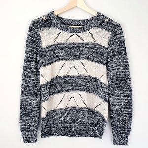 Banana Republic Navy and White Striped Sweater S